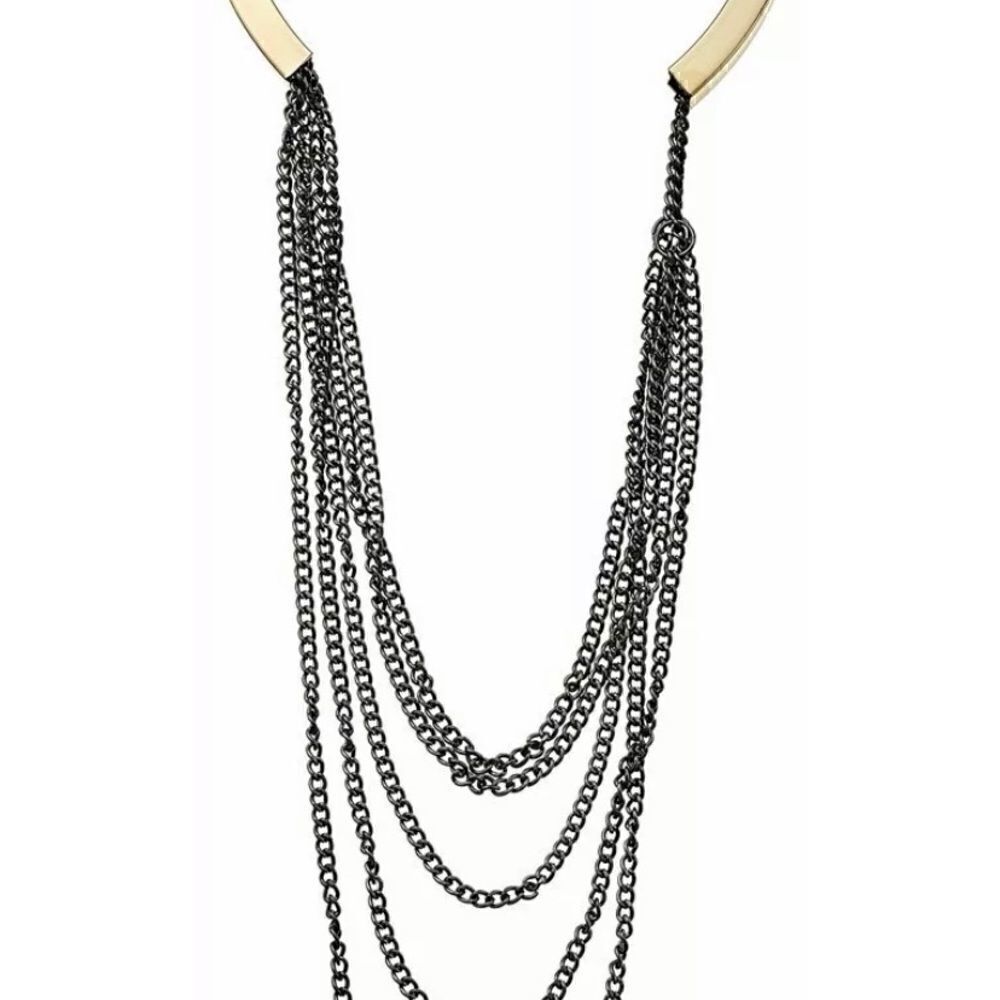 Steve Madden Statement Collar Multi Chain Necklace‎ - Picture 5 of 7